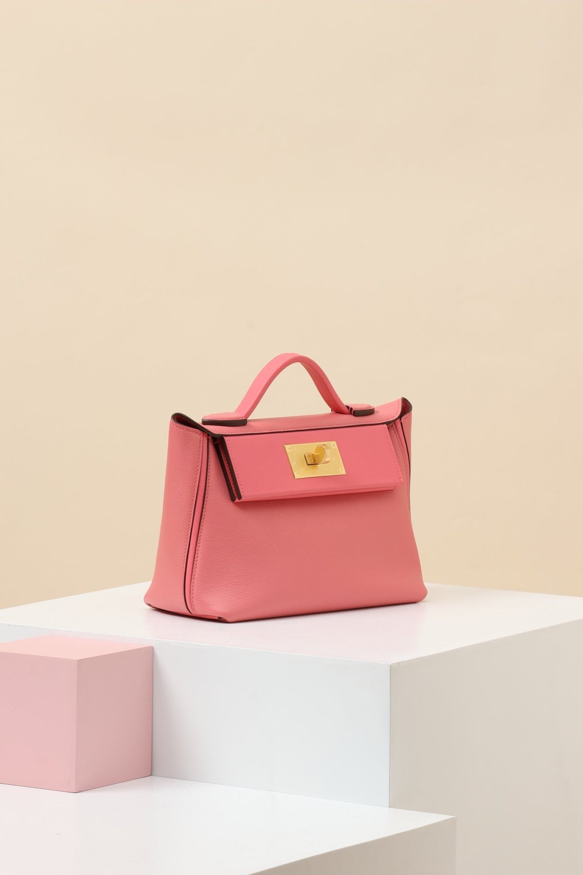 High-end Hermes 2026 24/24 Bag 21cm Lipstick Pink Evercolor/Swift Calfskin