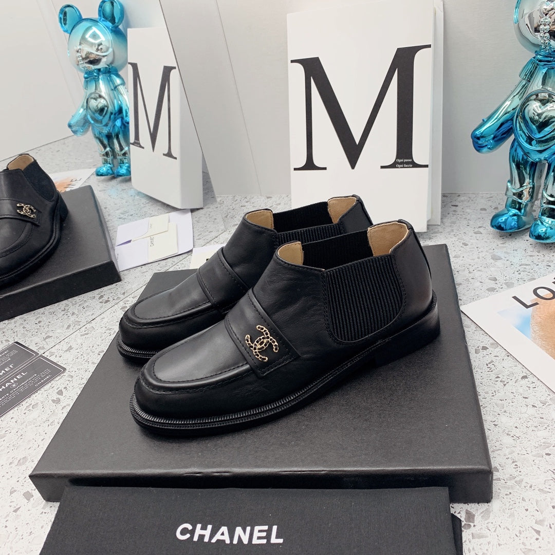 Chanel 2026 Elastic Short Boots Black Cowhide 162227
