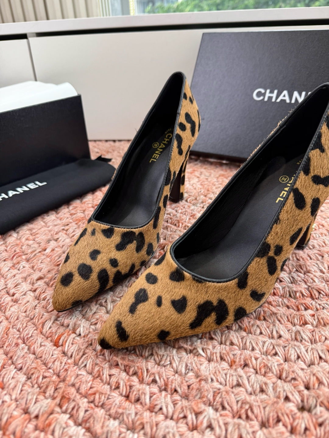 CC 26s High Heels In Brown Pony Hair With Leopard-Print
