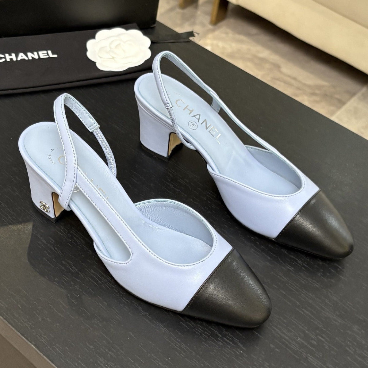 Chanel 2026 Two-Tone Slingback 5.0cm Cowhide 168115