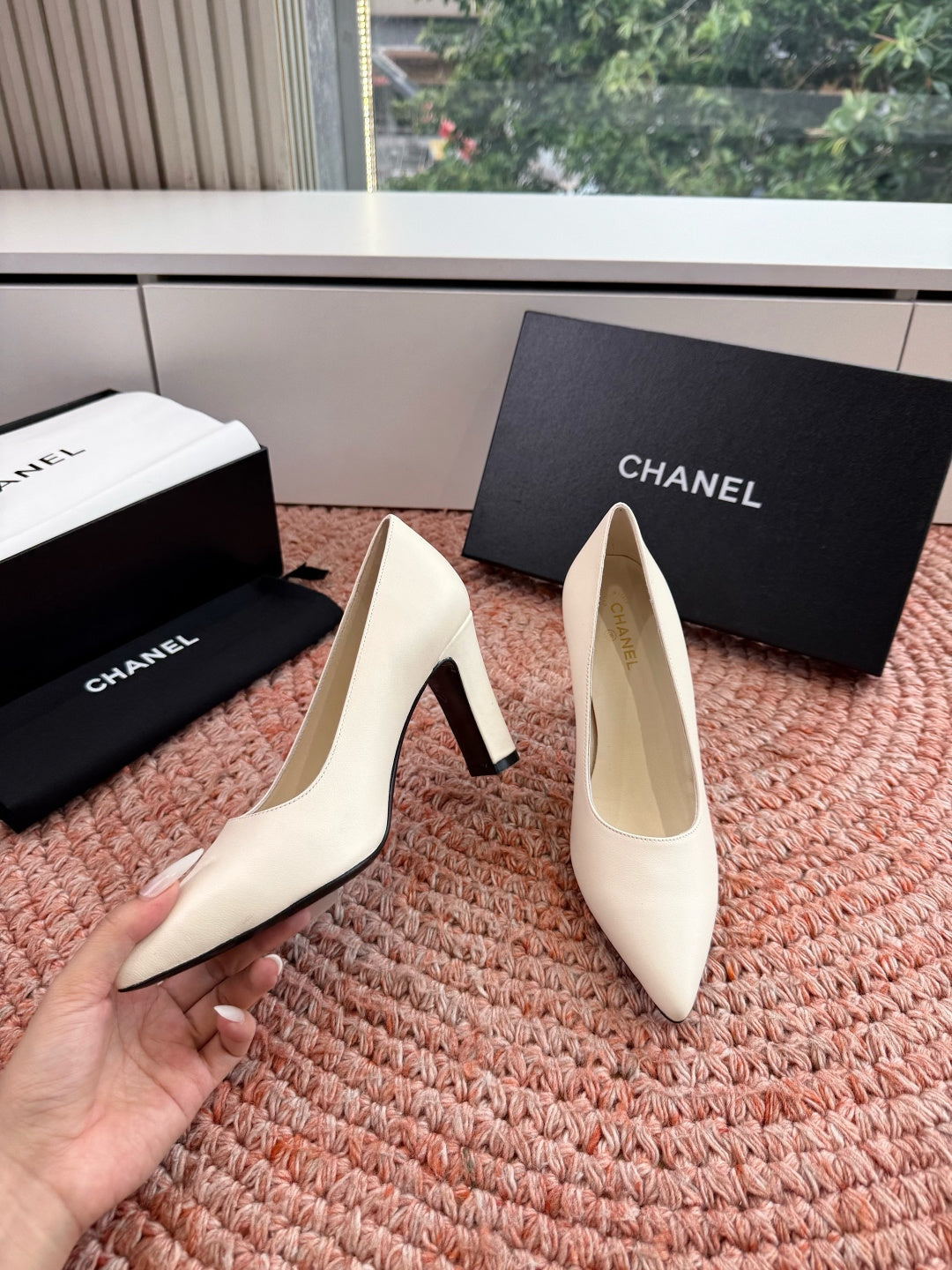 Chanel 26s High Heels Off White Smooth Lambskin