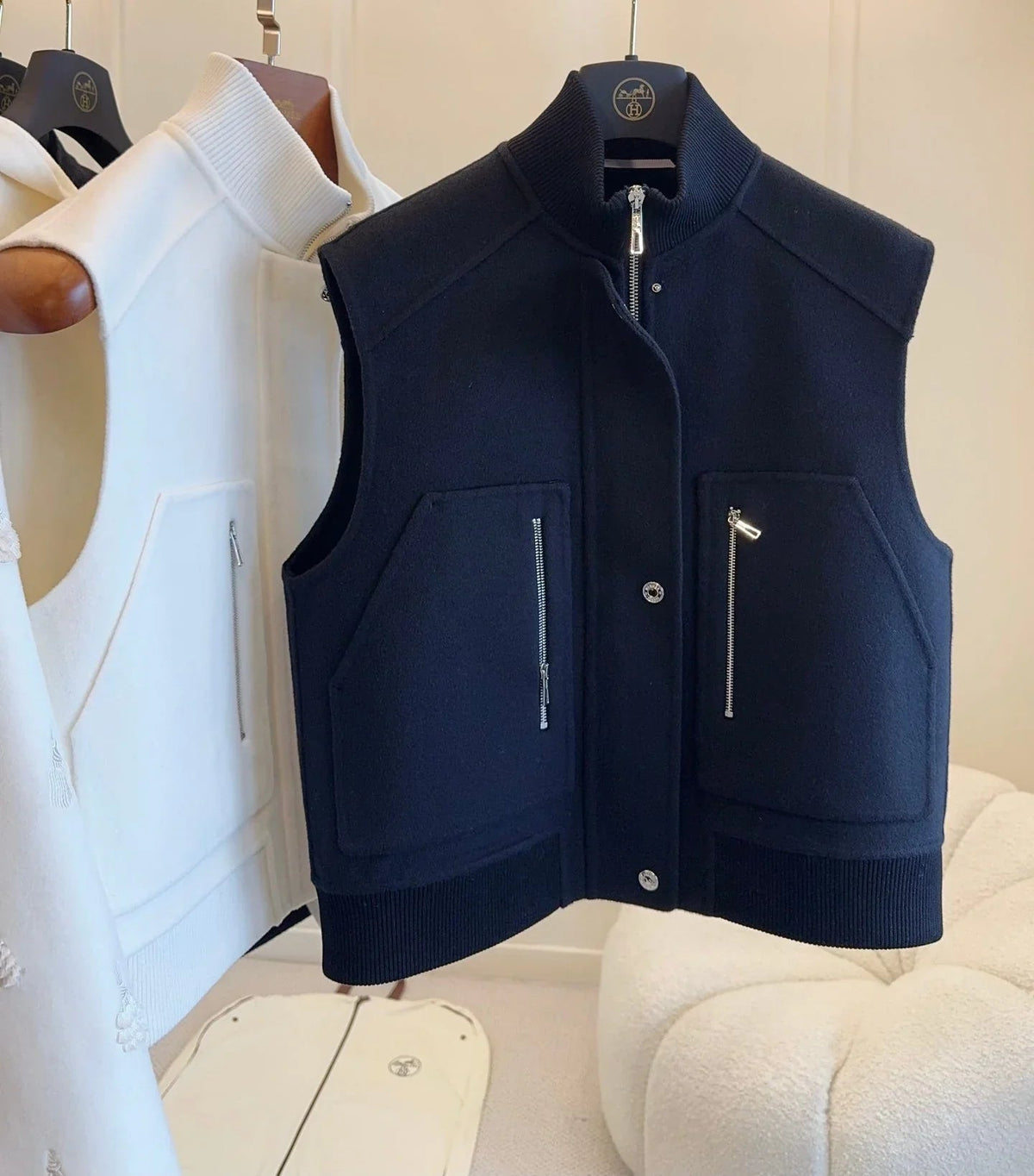 HM 25 Cashmere Embroidered Leather Vest