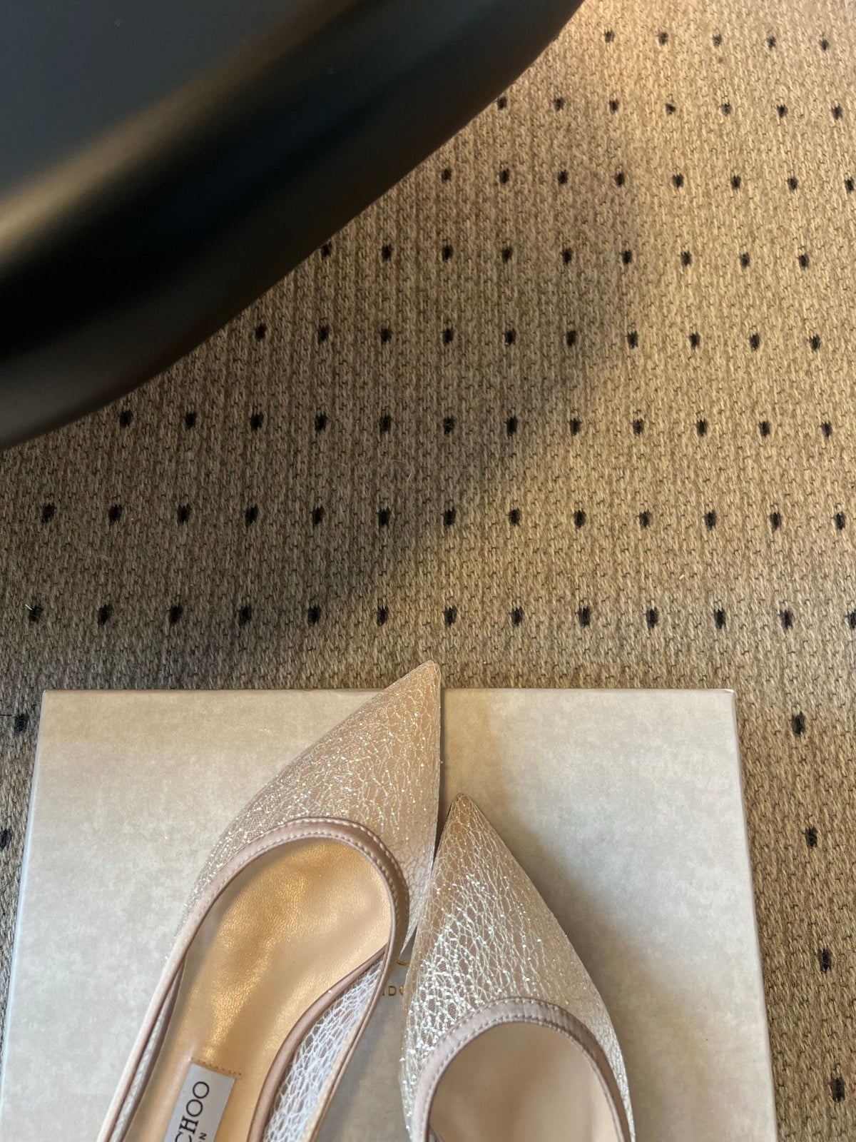 Jimmy Choo 26S Pointed-Toe Flats Nude Mesh 683419