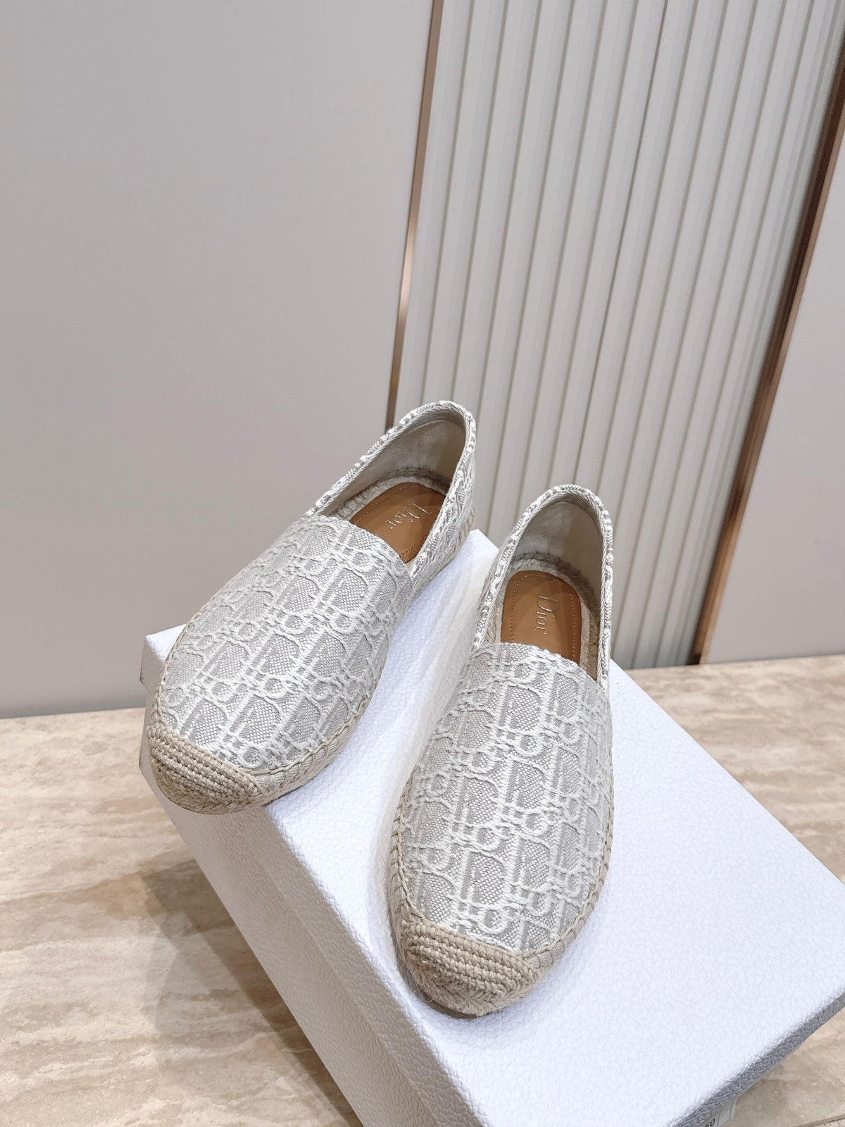 Dior 26s Siroco Espadrille Grey White Dior Oblique Canvas