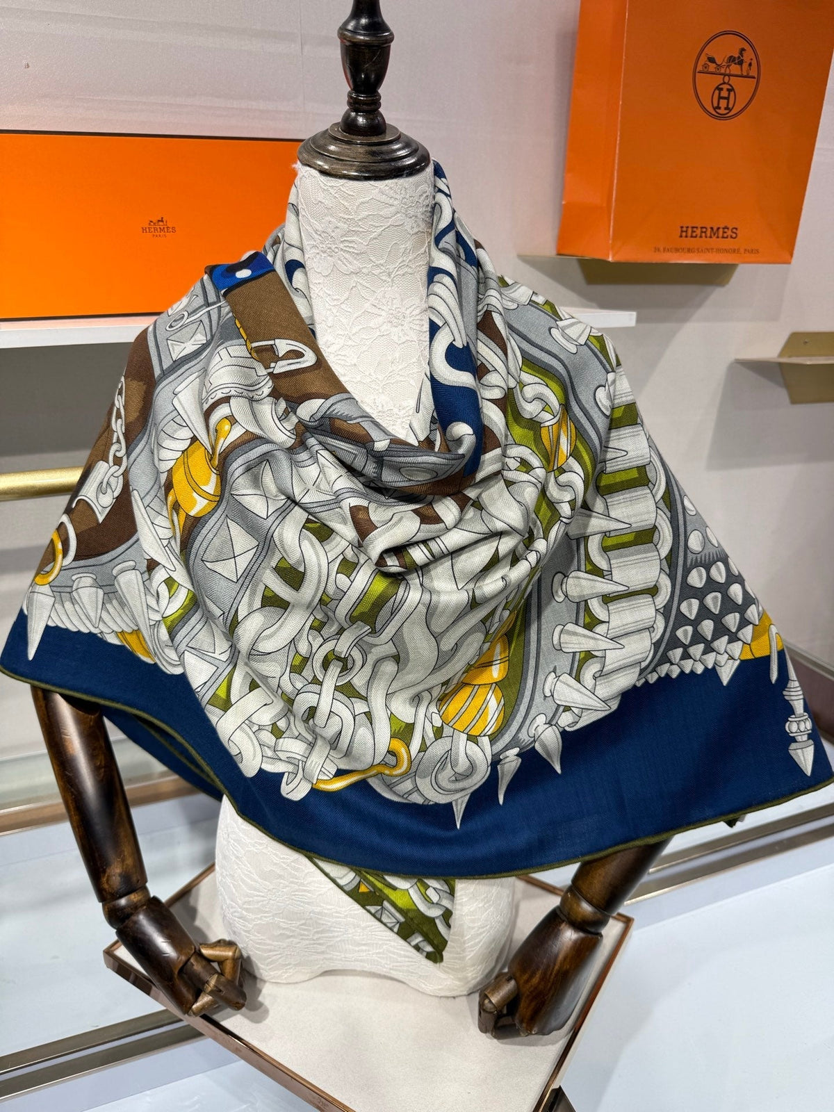 Hermes 2026 Cheval Heavy Metal Scarf 140cm Cashmere Silk