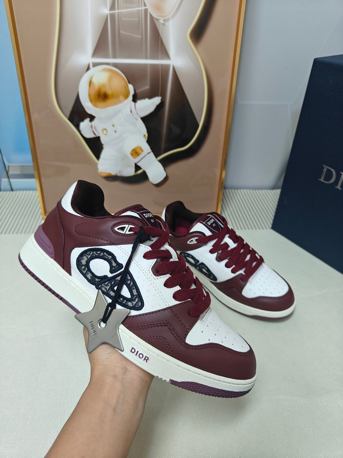 CD 26s Low Top Sneaker White Burgundy Red Calfskin 529184