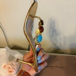 Gianvito Rossi Shanti Thong Sandal Gold Leather