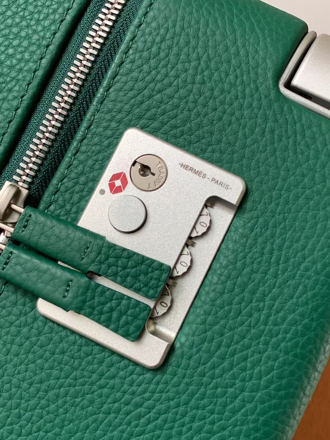 HM R.M.S Cabin Suitcase Printed Surfer Green Canvas & Taurillon Regate Leather