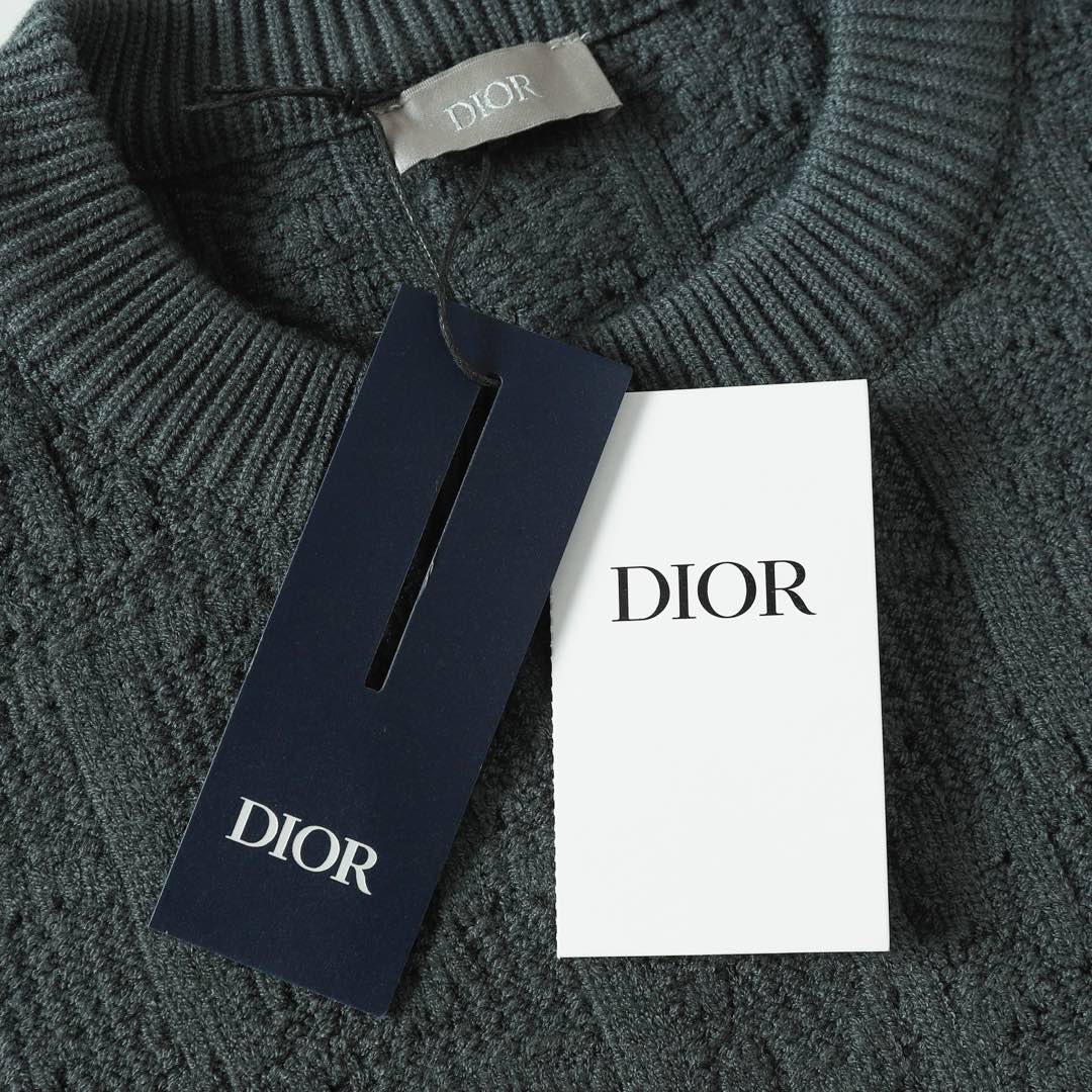 Dior 26s Crewneck Sweater Dark Grey Dior Oblique Jacquard Wool Men
