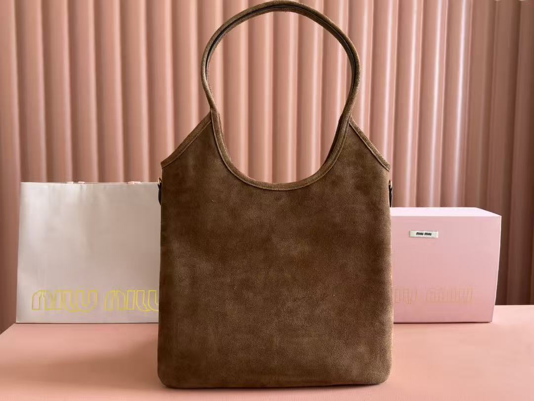 Miu IVY Hobo Bag Brown Suede
