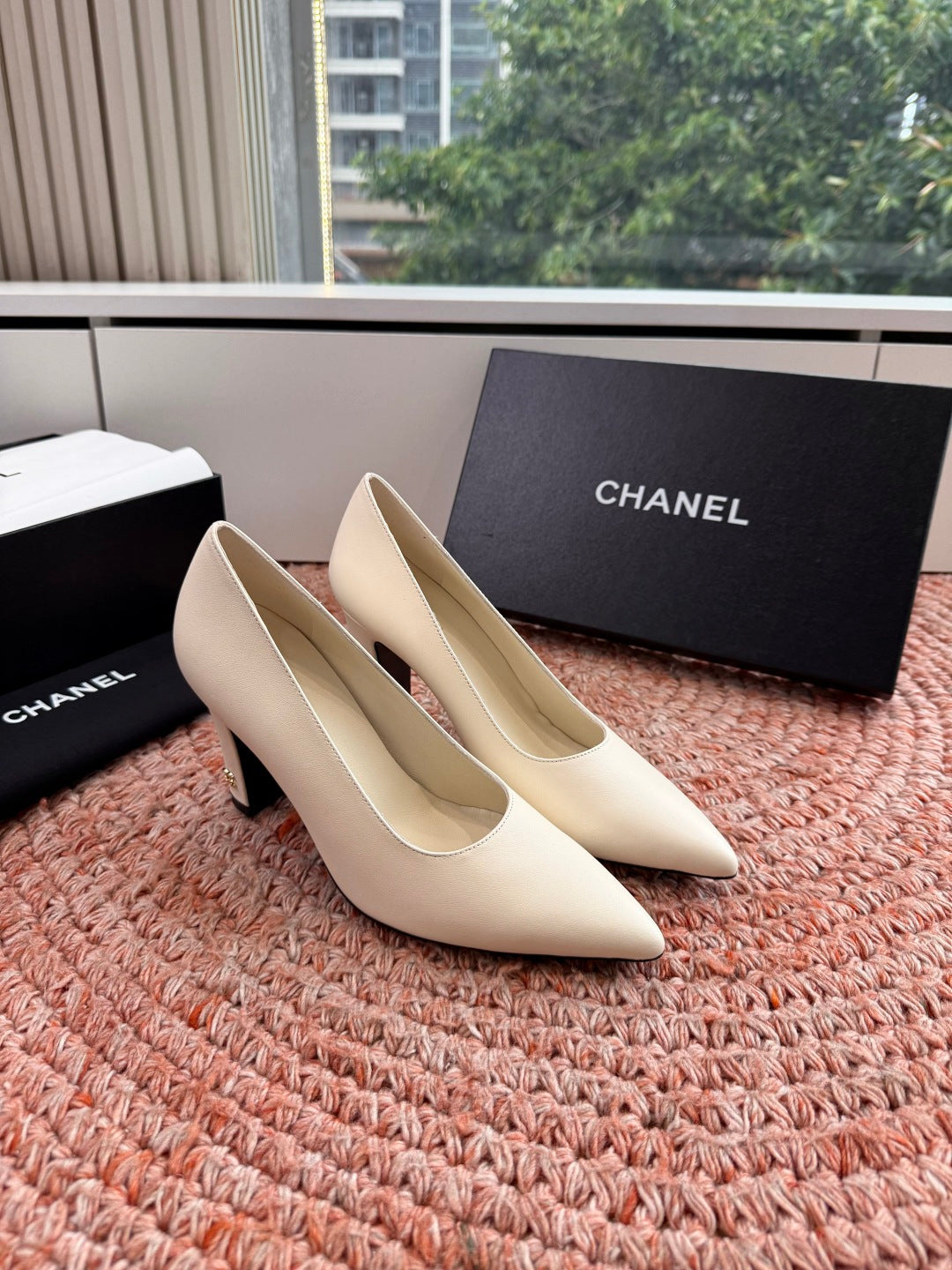Chanel 26s High Heels Off White Smooth Lambskin
