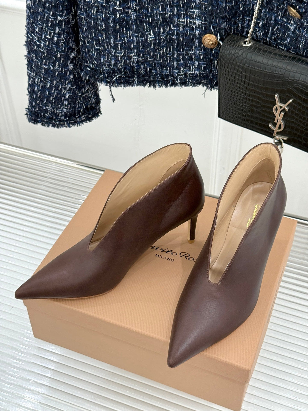 GR 26s Vania Pumps 9cm Brown Leather 175085