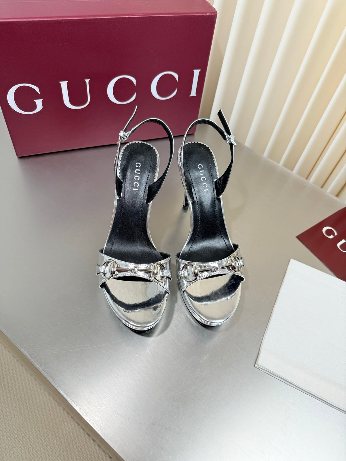 Gucci 26s Slingback Pump 10.5cm Silver Calfskin
