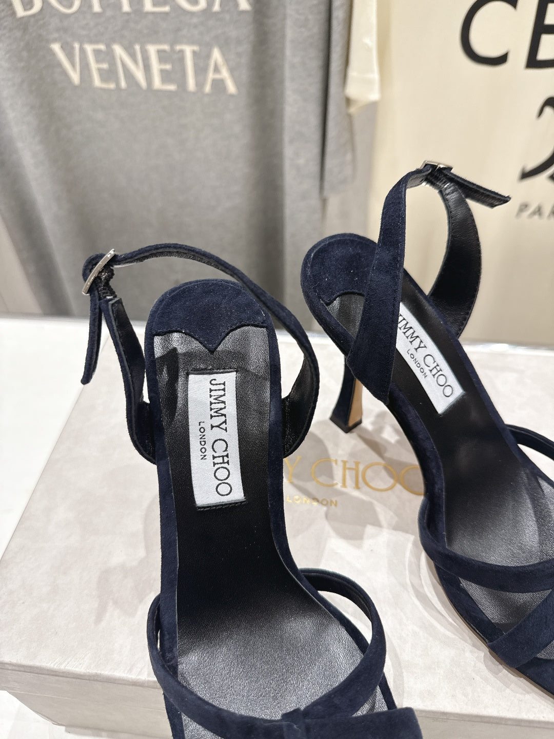 Jimmy Choo 26S High-Heeled Sandals 10.0cm Black Velvet 824195