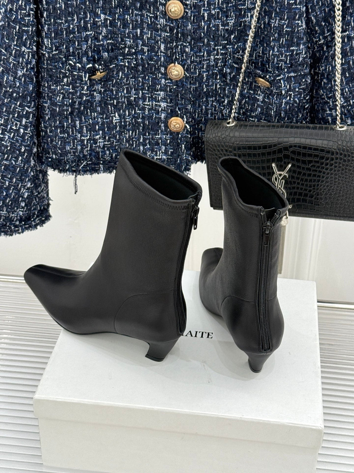 Khaite 26s Arizona Booties 4cm Black Leather 175076