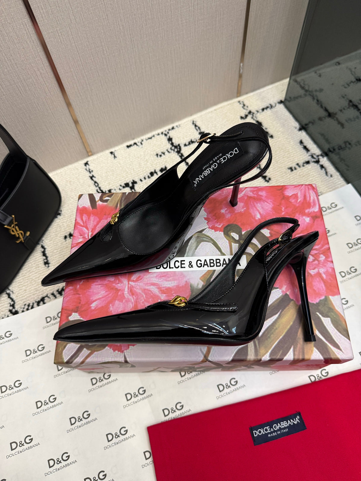 DG 26FW Logo Slingback Pumps 10cm Patent Leather 179861