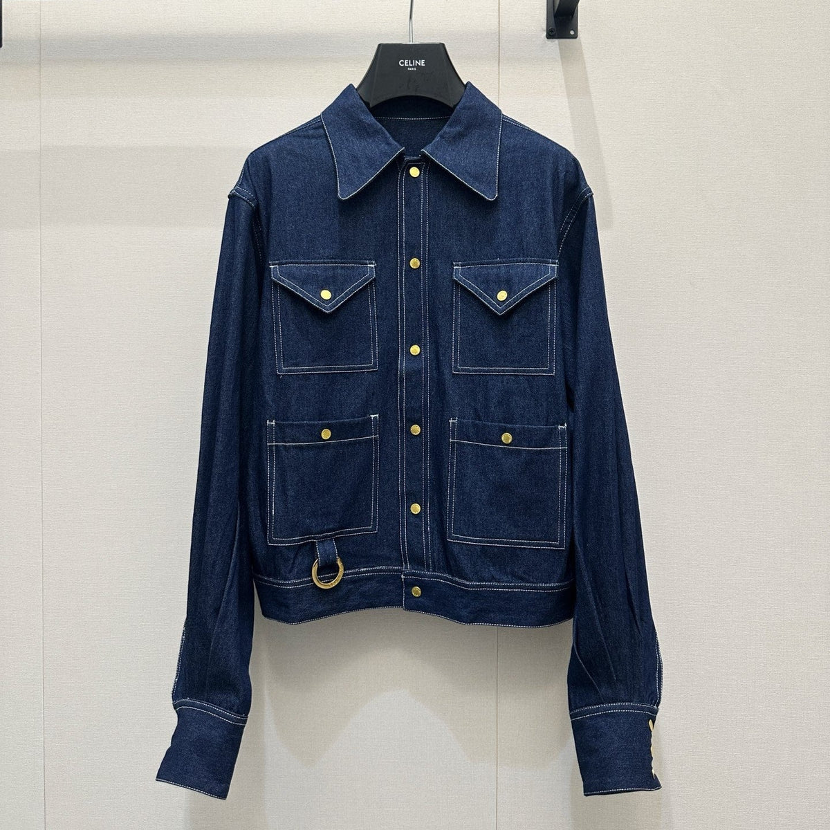 CE 26S Denim Shirt Triomphe Ring Pocket Dark Blue Cotton 437704