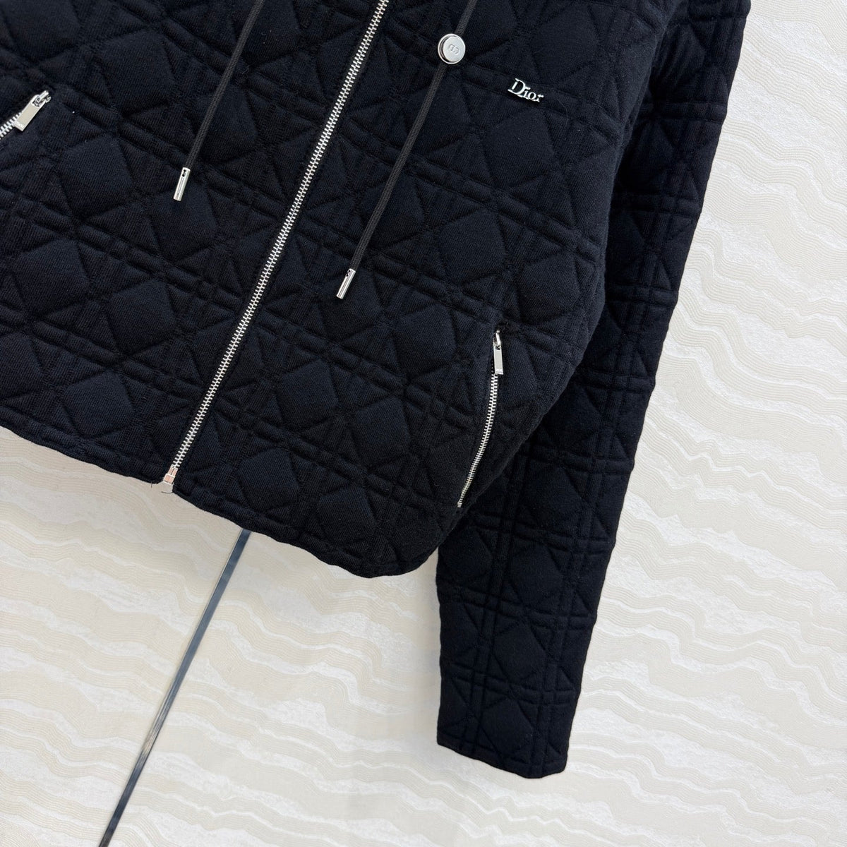CD 26FW Hooded Zipped Macrocannage Jacket Black Wool 441043