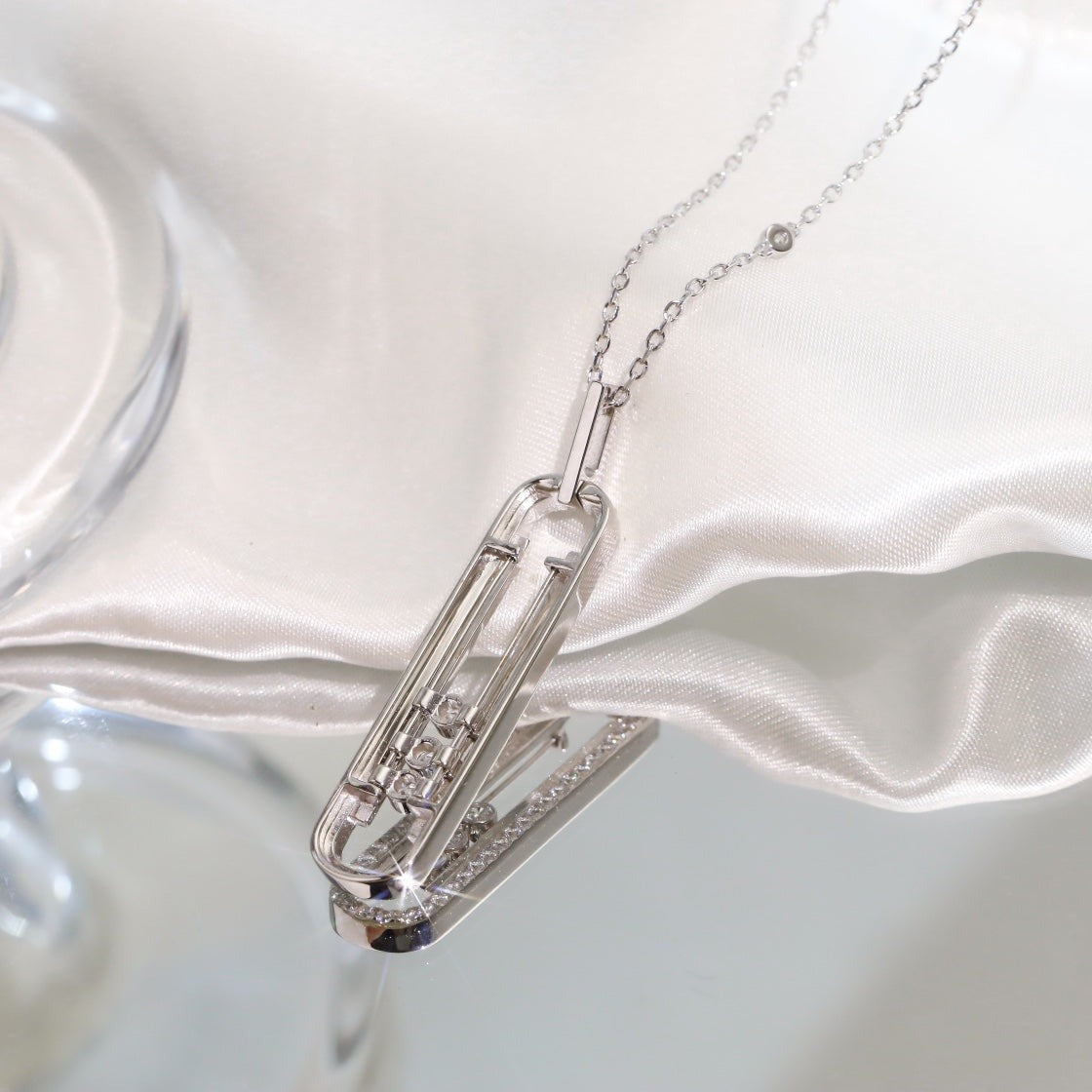 Messika Move 10th PM Silver Diamond Necklace