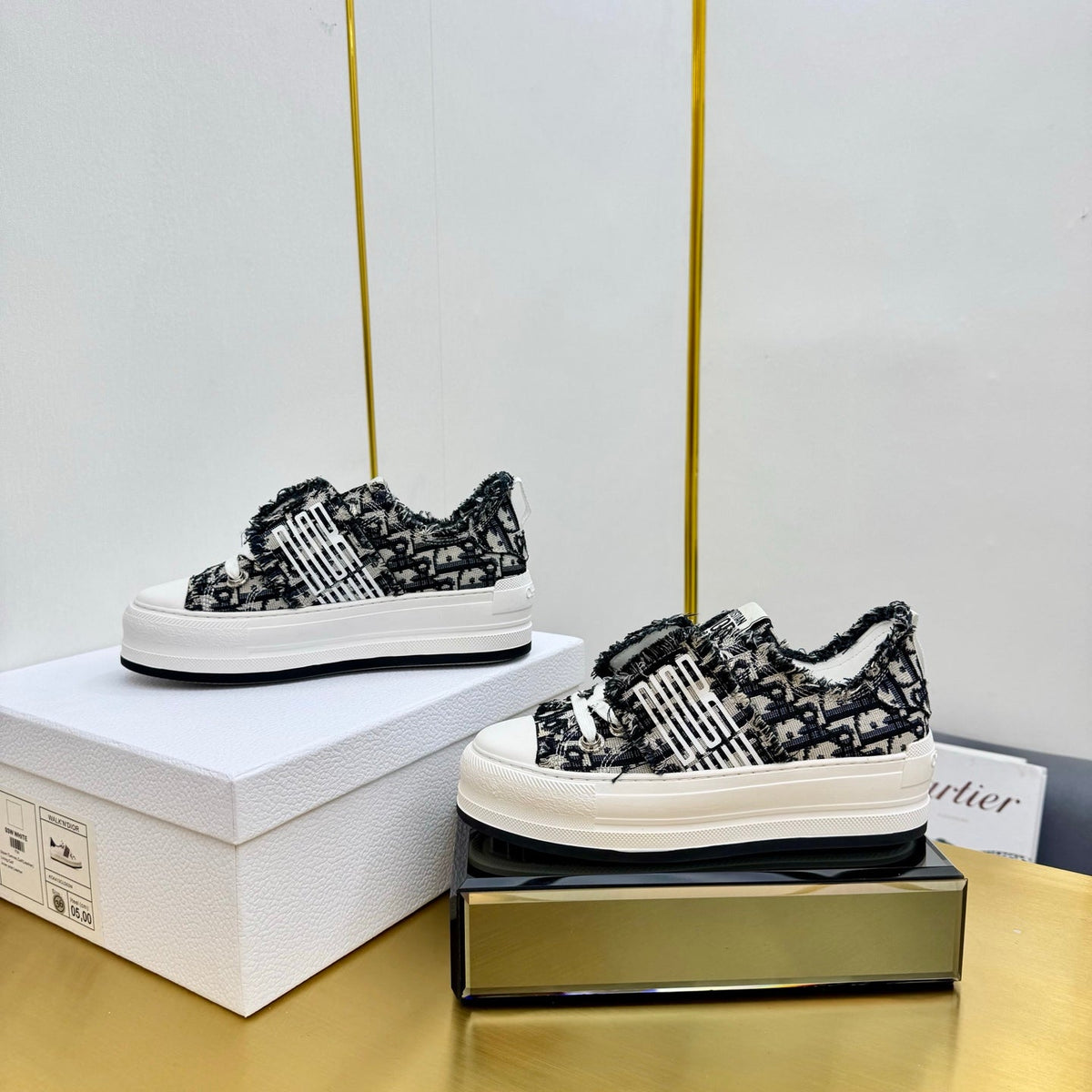 CD 26s Platform Sneaker 50mm Black White Oblique Canvas 839152
