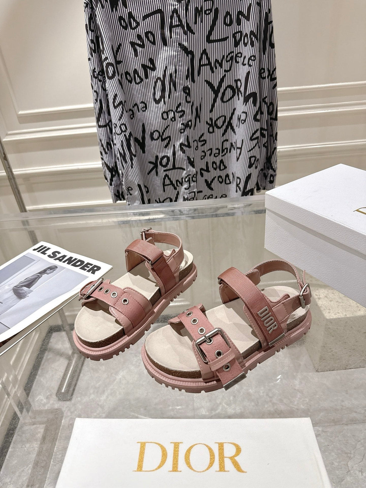 CD 26s Buckle Sandals Nude Pink Canvas 529406