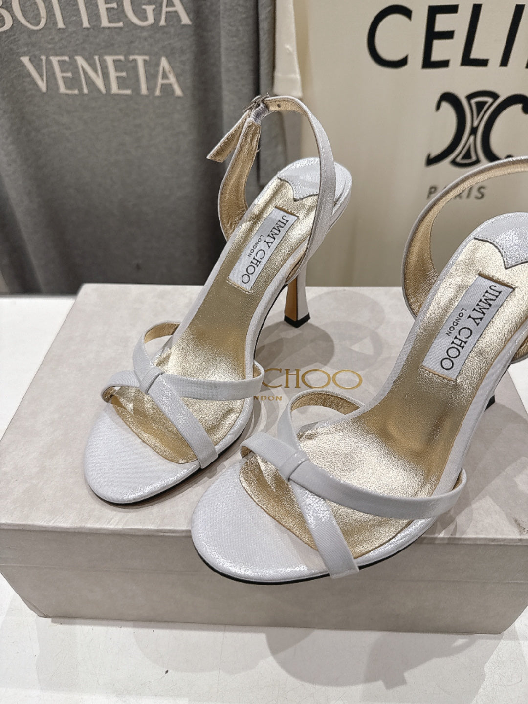 Jimmy Choo 26S High-Heeled Sandals 10.0cm White Lambskin 834192