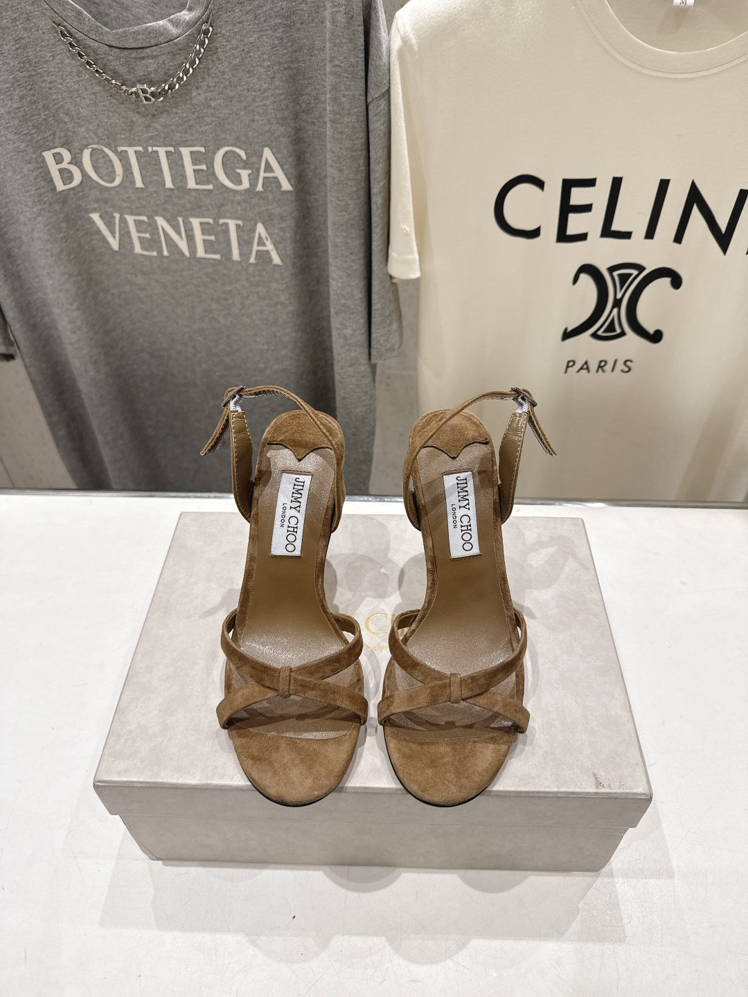 Jimmy Choo 26S High-Heeled Sandals 10.0cm Brown Suede 739154