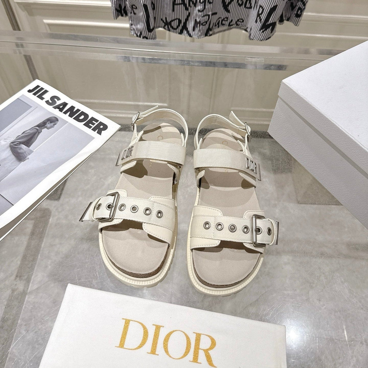 CD 26s Buckle Sandals Off White Canvas 814205