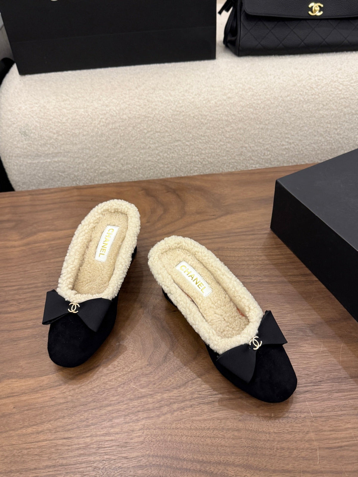 Chanel 2026 Bow Mule 65mm Suede Leather Wool 173180