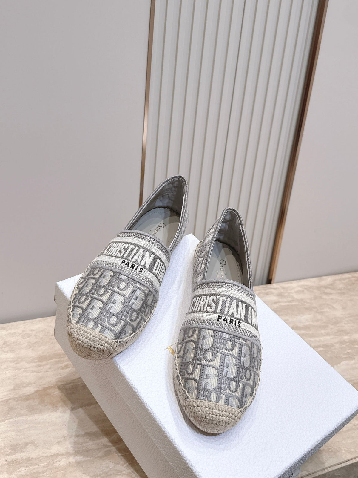 Dior 26s Granville Espadrille Light Grey Dior Oblique Embroidered Cotton