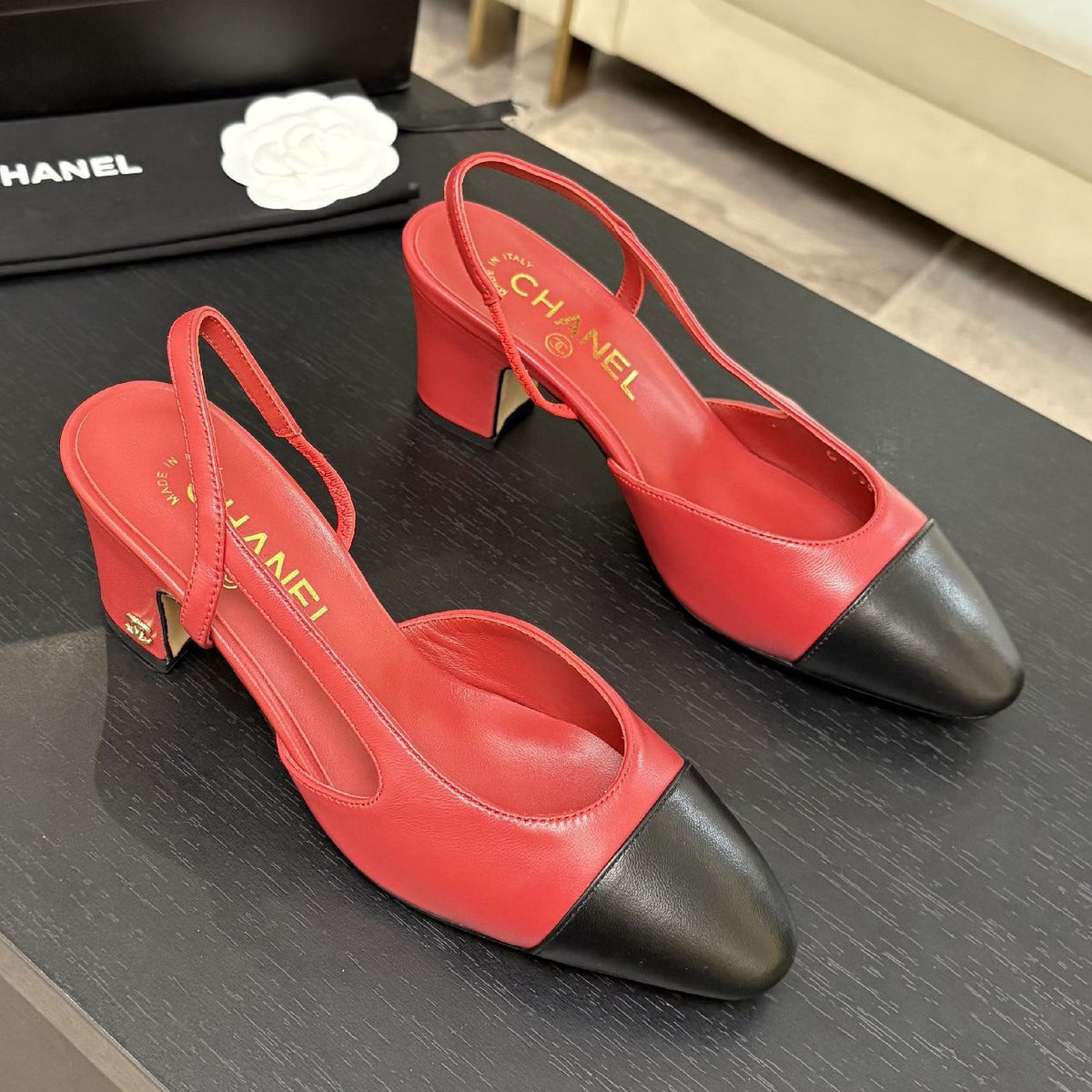 Chanel 2026 Two-Tone Slingback 5.0cm Cowhide 168115