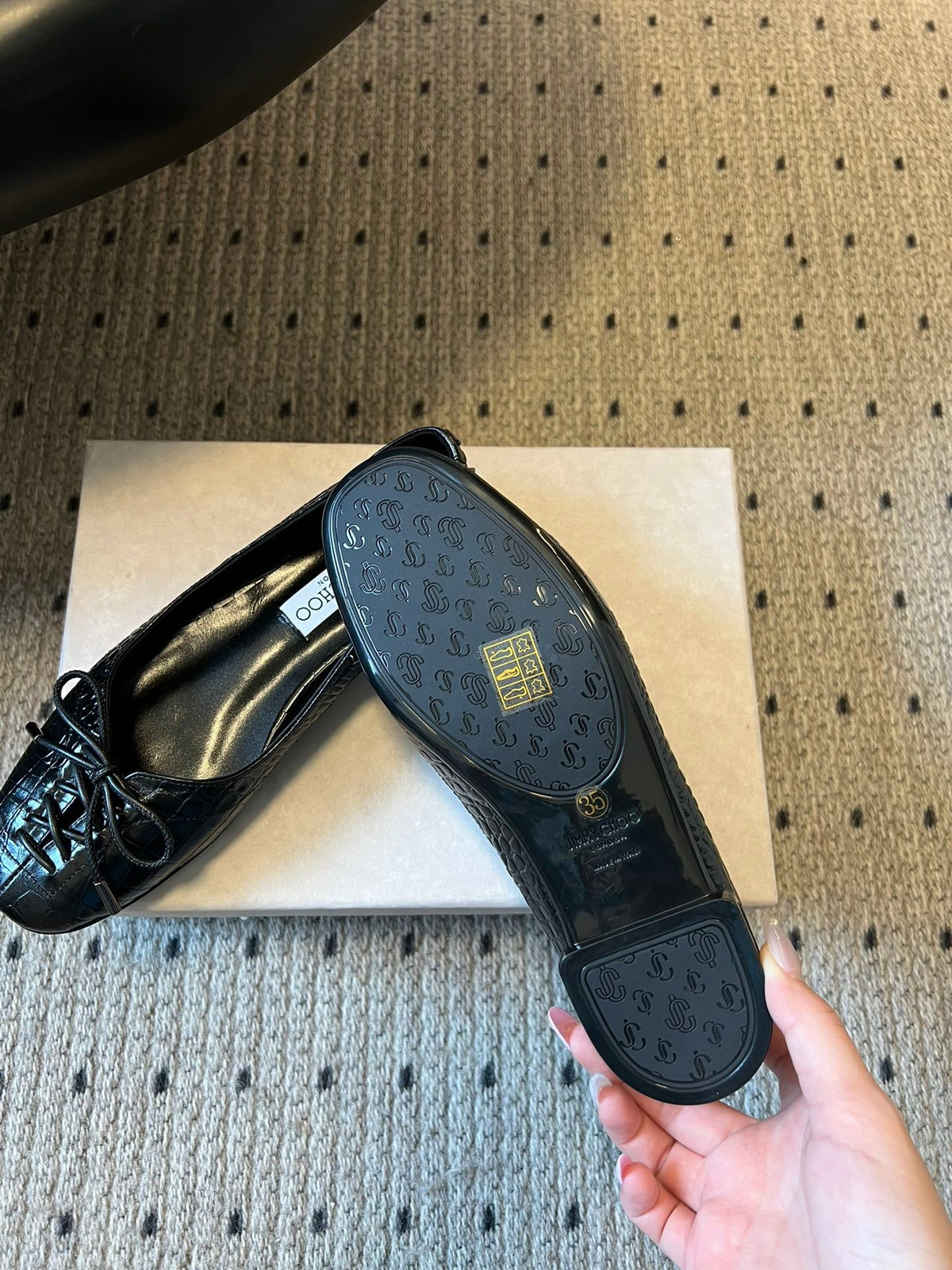 Jimmy Choo 26S Classic Ballet Flats Black Calfskin 742139