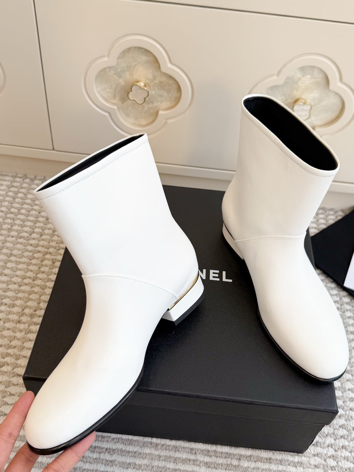 Chanel 26s Short Boots White Calfskin