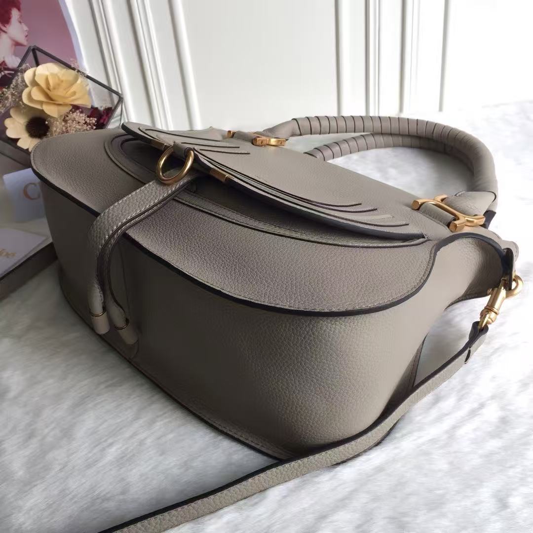 Chloe Marcie Bag Taupe Grained Leather