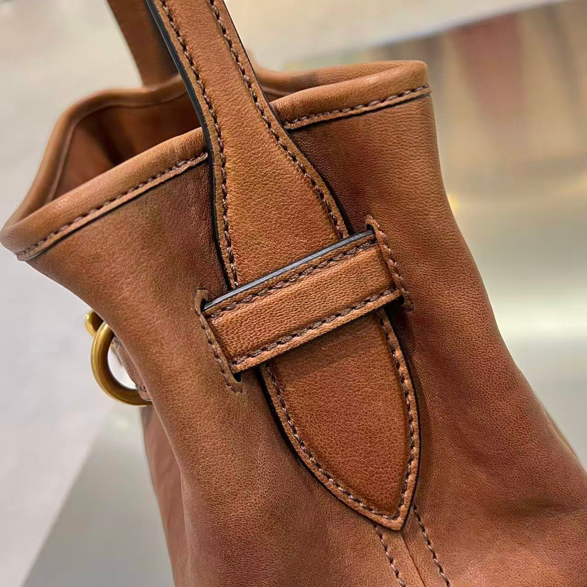 MiuMiu 2026 Aventure Bucket Bag 30cm Brown Leather
