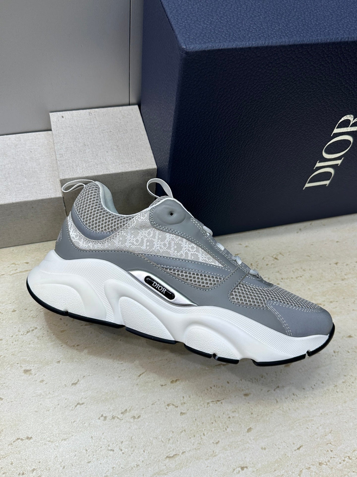 CD 26s Men B22 Sneakers Grey Oblique Jacquard Canvas 835214
