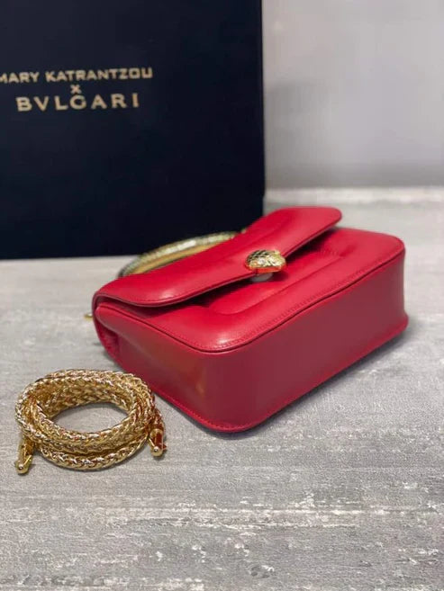 BVL Serpenti Mary Katrantzou Top Handle 19cm Red Lambskin GHW 188704