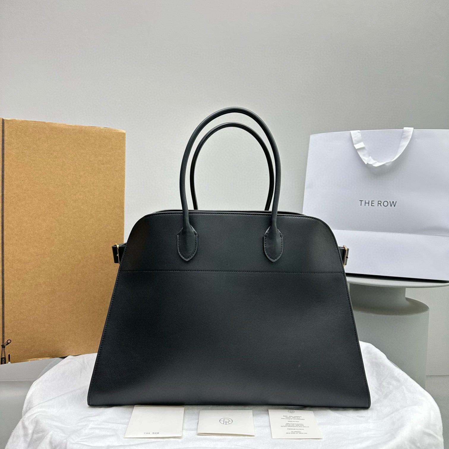 The Row Margaux 17 Black Cowhide