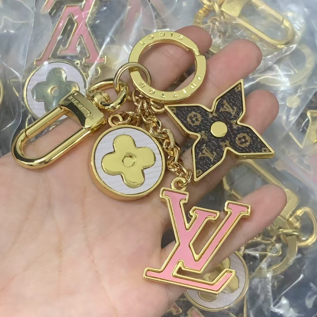 LV Spring Street Pink Logo Key Chain Bag Charm