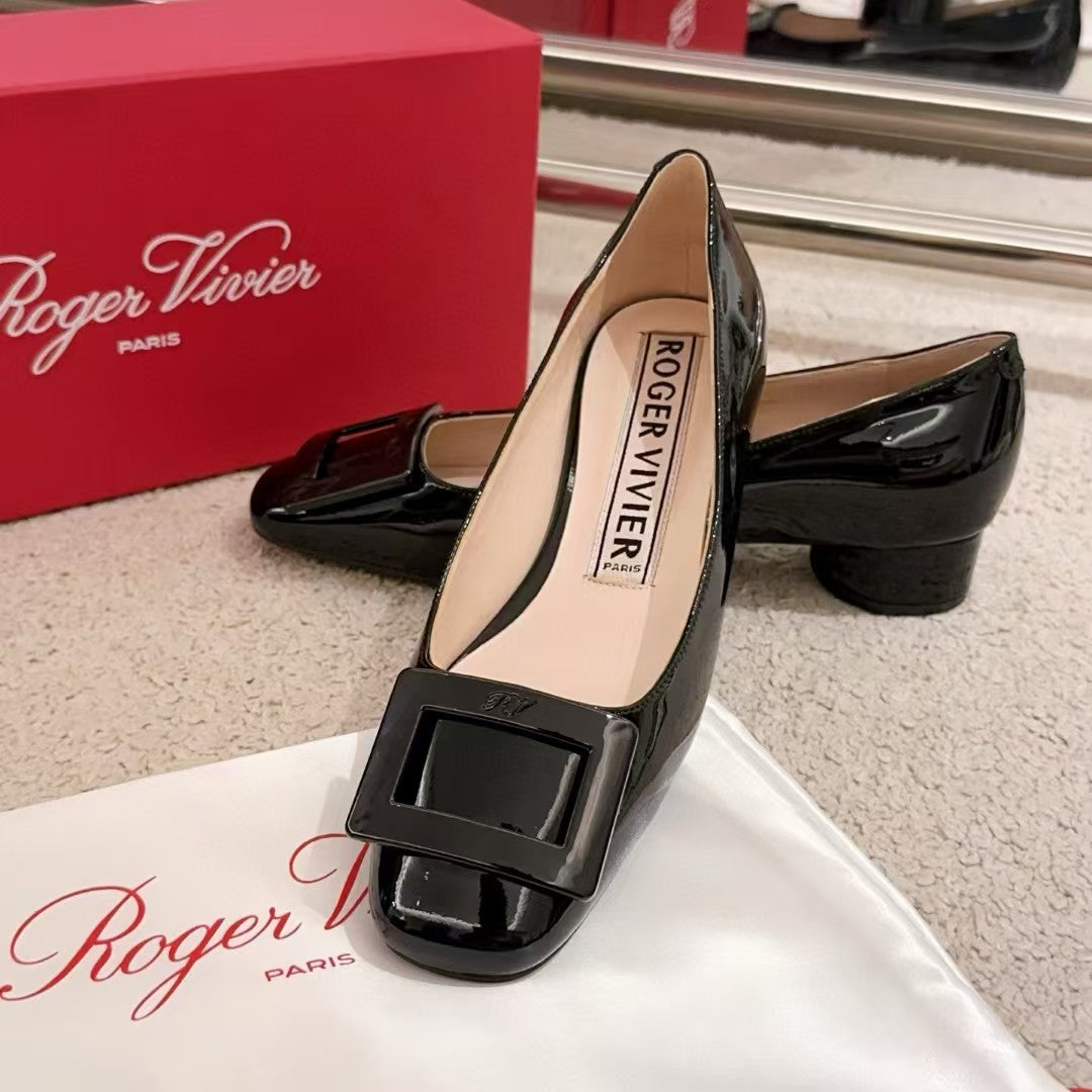 Viv Ballerina Shoes Black Patent-Leather