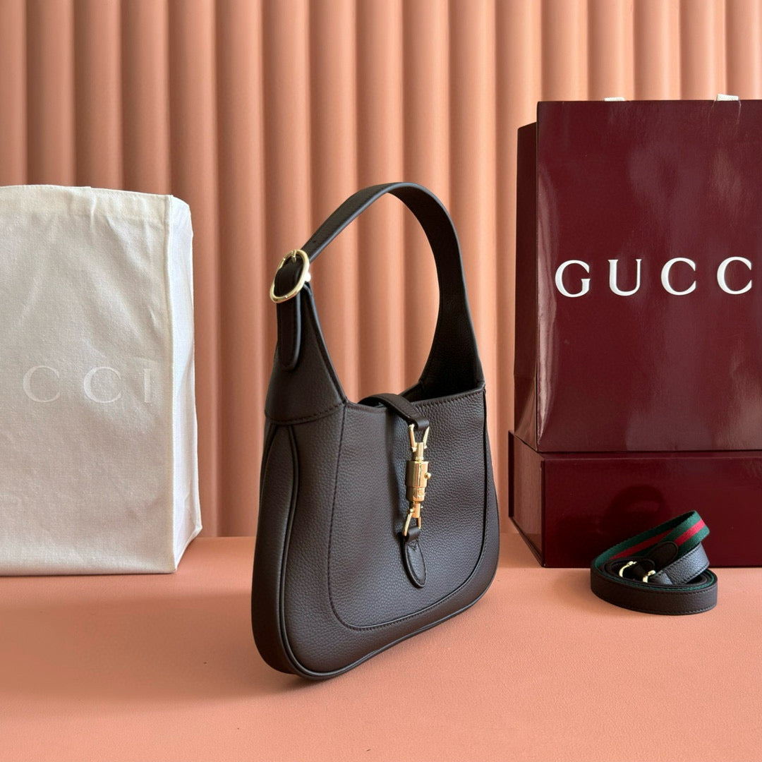 Gucci 25 Jackie Bag Dark Brown Grain Leather