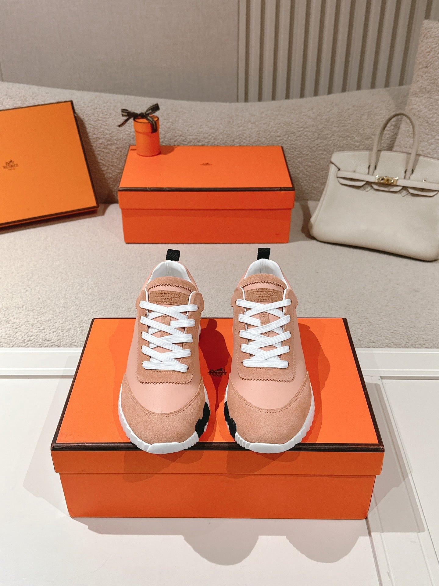 HM Bouncing Sneakers Pink Cowhide Suede