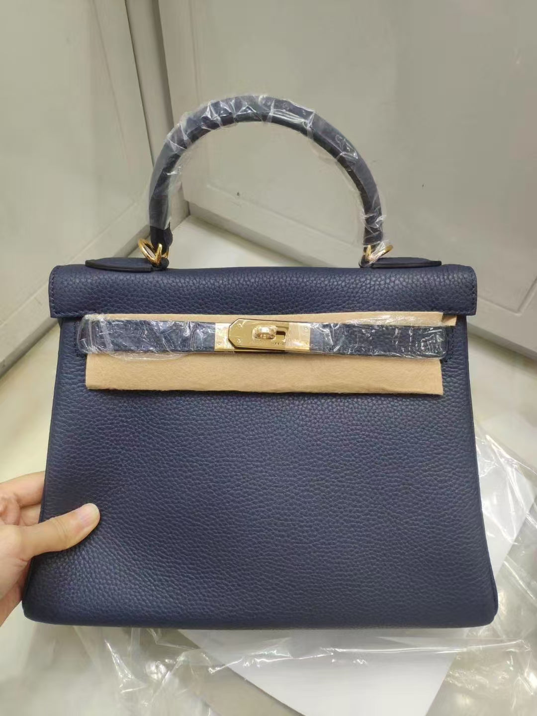HM KELLY 25CM AGATE BLUE TOGO GOLD HARDWARE