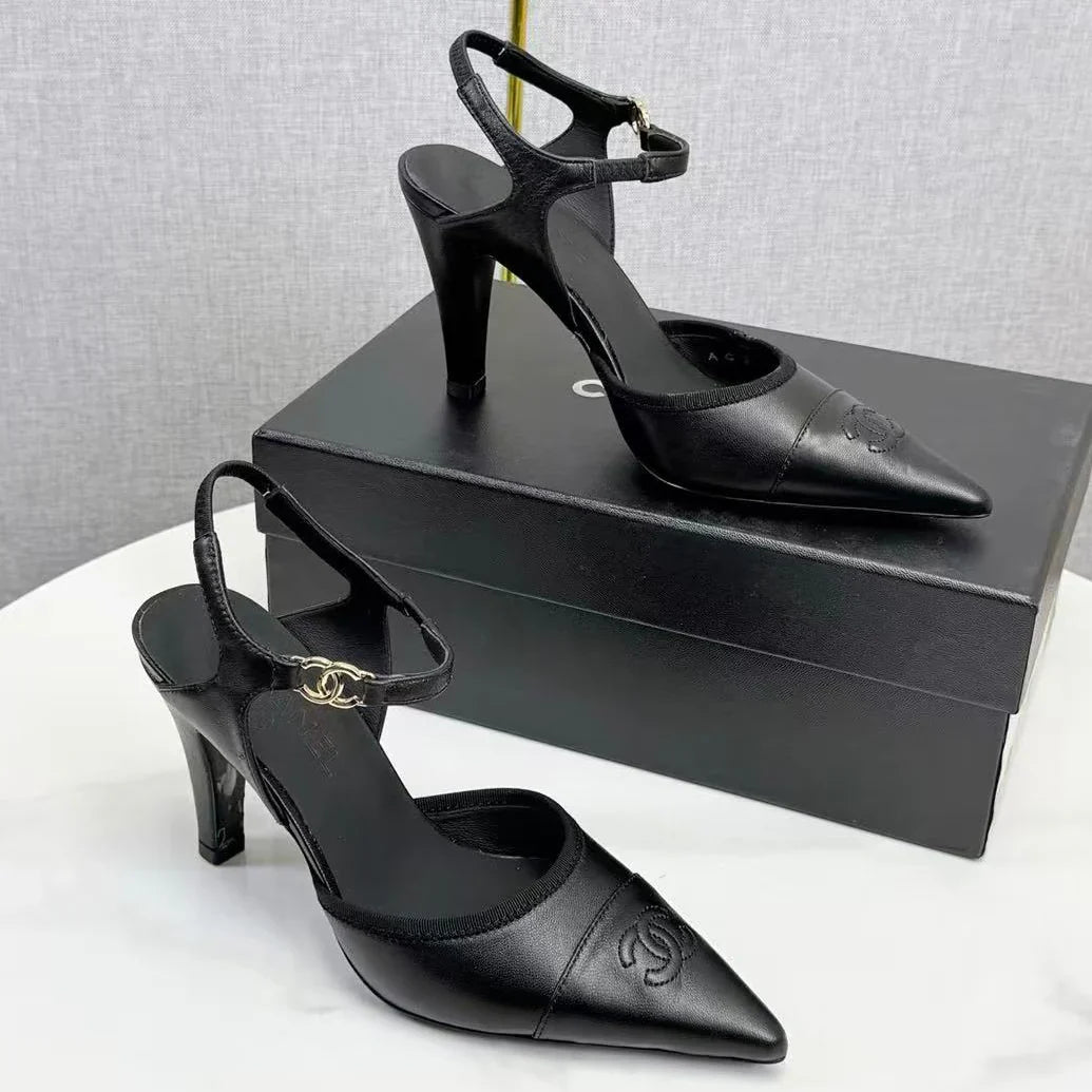 Chanel 2026 Heel Slingback Black Lambskin