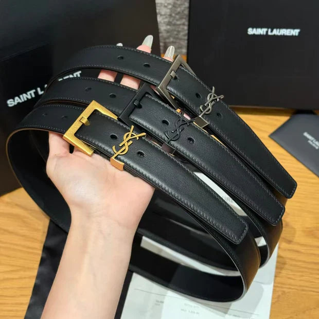 Saint Laurent Cassandre Leather Belt