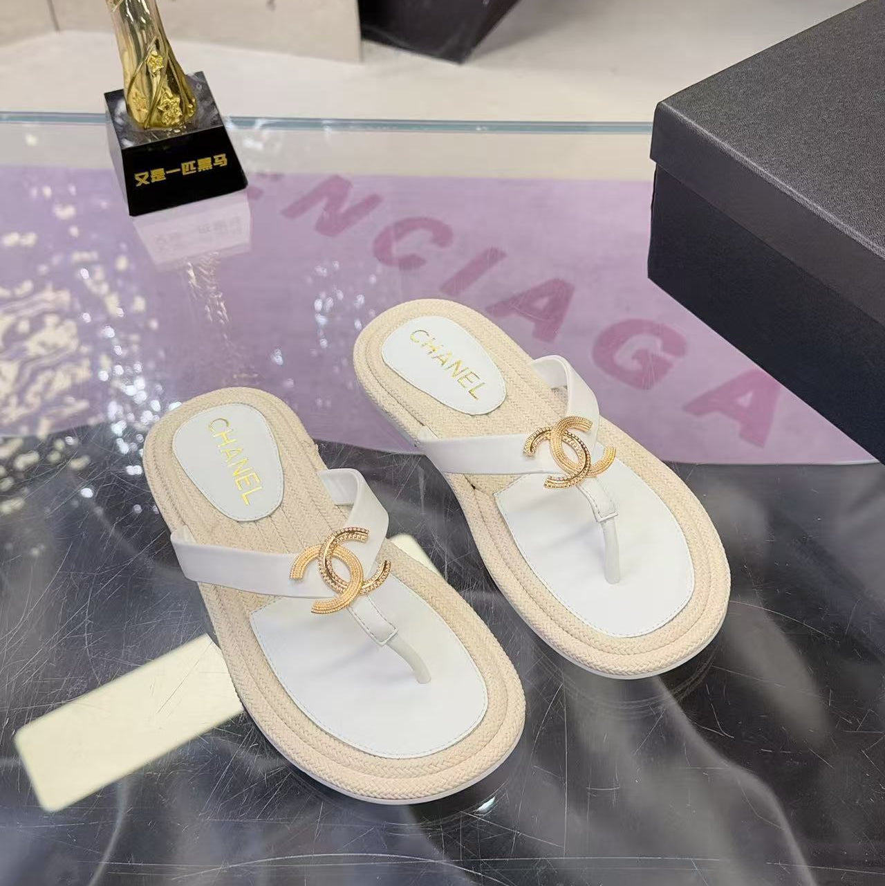 CC 2026 Thong Sandals White Sheepskin