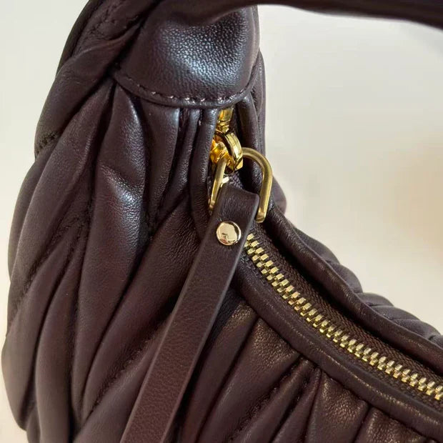 Miumiu 2026 Wander Matelassé Hobo Bag Dark Brown Nappa Leather