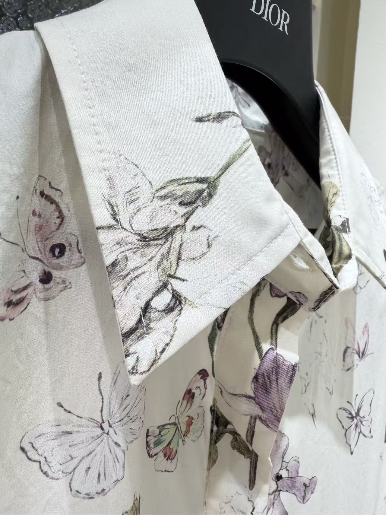 CD 2026 Mid-Length Belted Shirtdress Ivory Cotton