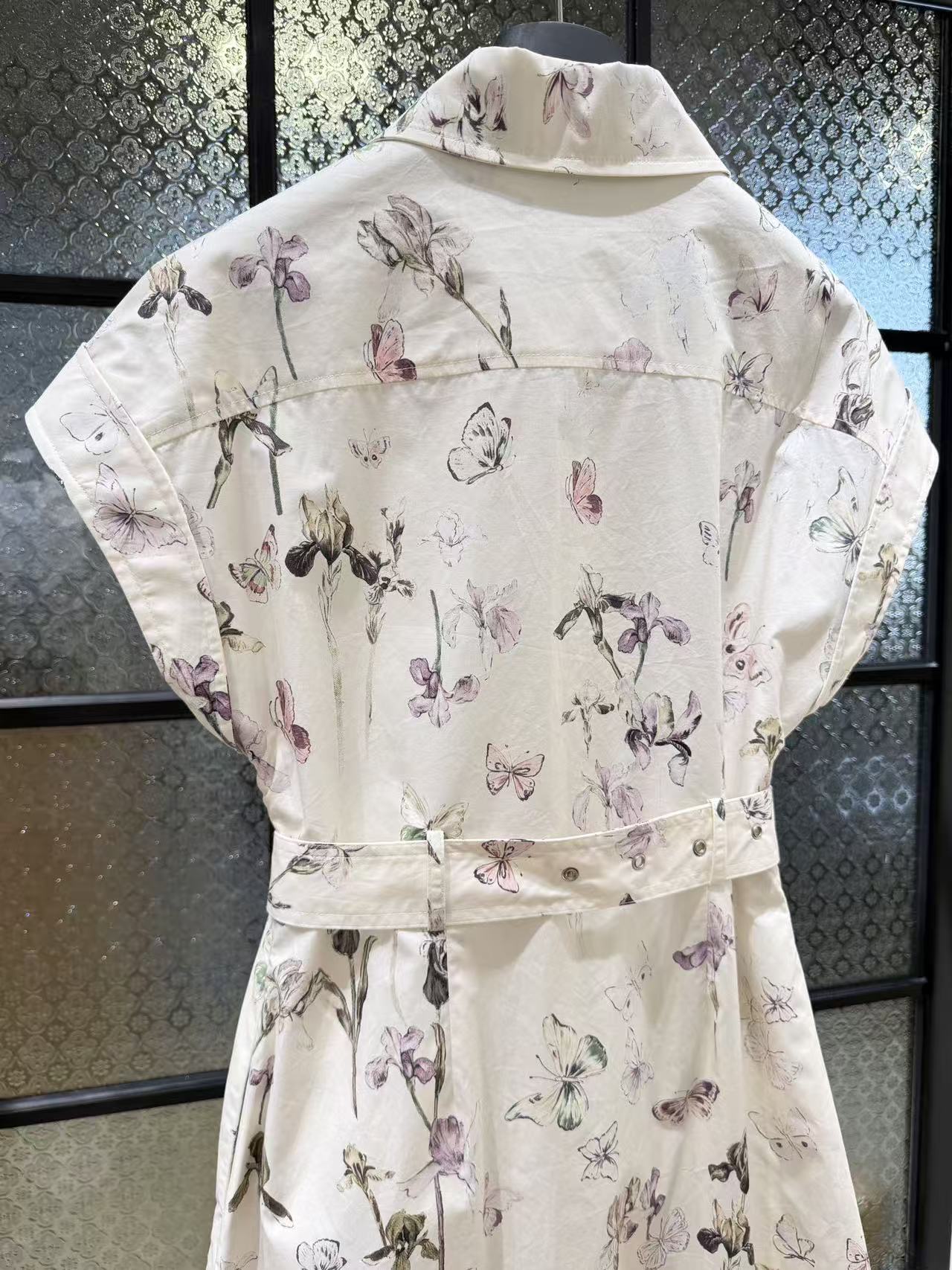 CD 2026 Mid-Length Belted Shirtdress Ivory Cotton