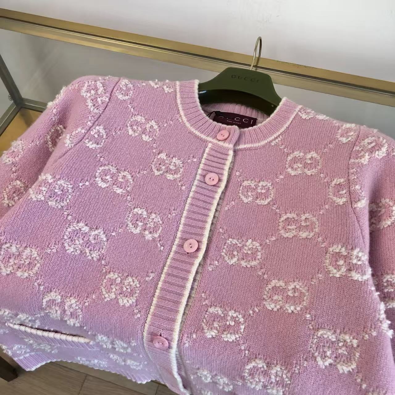 GG 26s Bouclé Jacquard Light Pink Wool